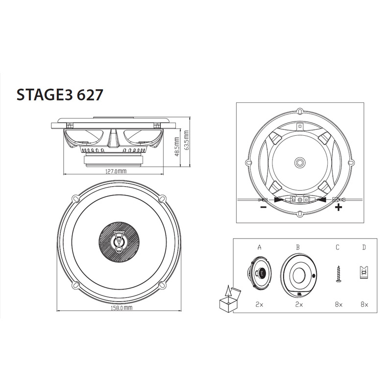 JBL Stage 3 627F 6.5'' (16cm) Speakerset