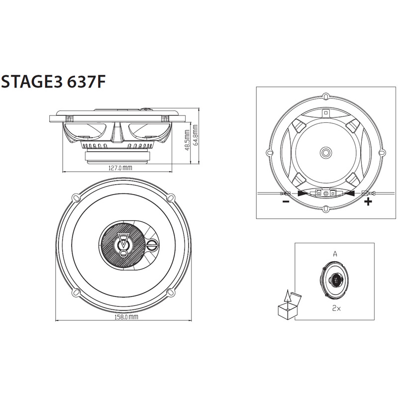 JBL Stage 3 637F 6.5'' (16cm) Speakerset (zonder grill)